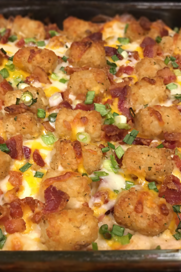Chicken & Bacon Casserole with Ranch Seasoned Tater Tots