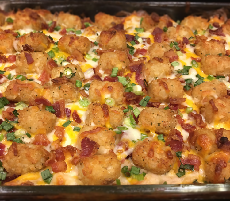 Chicken & Bacon Casserole with Ranch Seasoned Tater Tots
