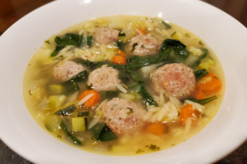 Turkey Meatball Soup with Orzo, Spinach, and Lemon