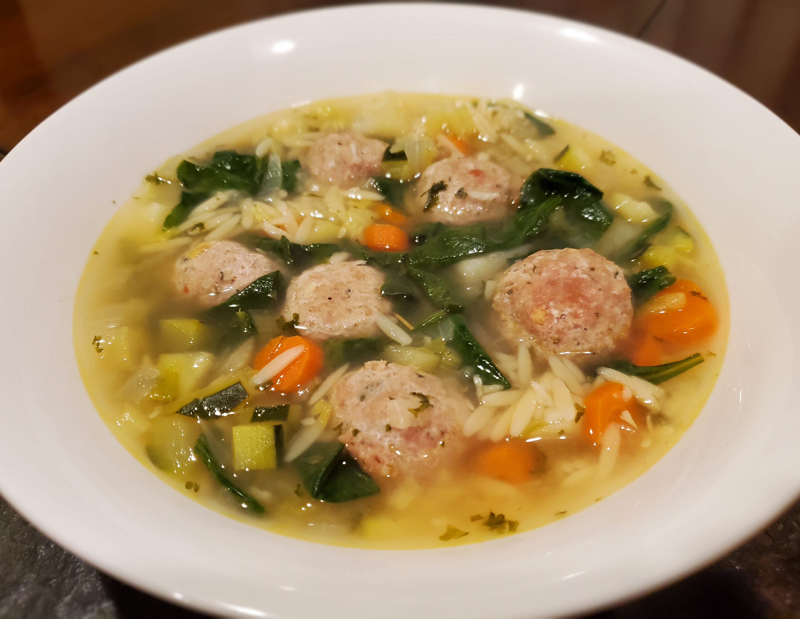 Turkey Meatball Soup with Orzo, Spinach, and Lemon urcookin